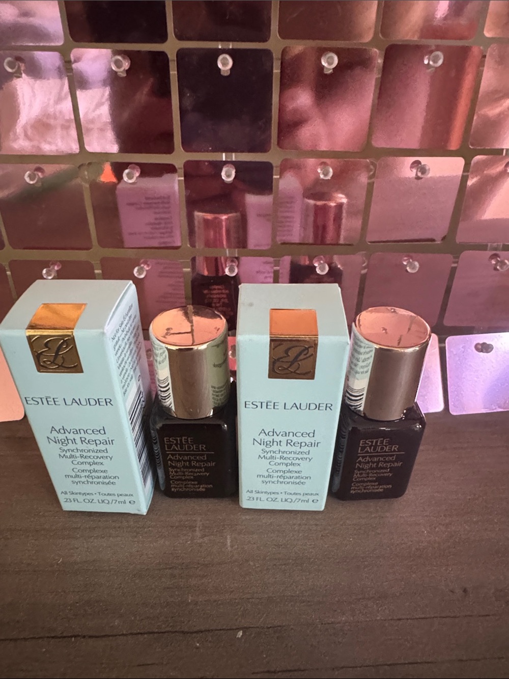 Lot of 2X- este Lauder Advanced Night Repair Serum Trio in Brown and Gold Accent